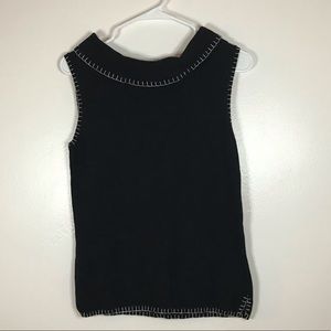 Rafaella Black Knit White Stitching Top